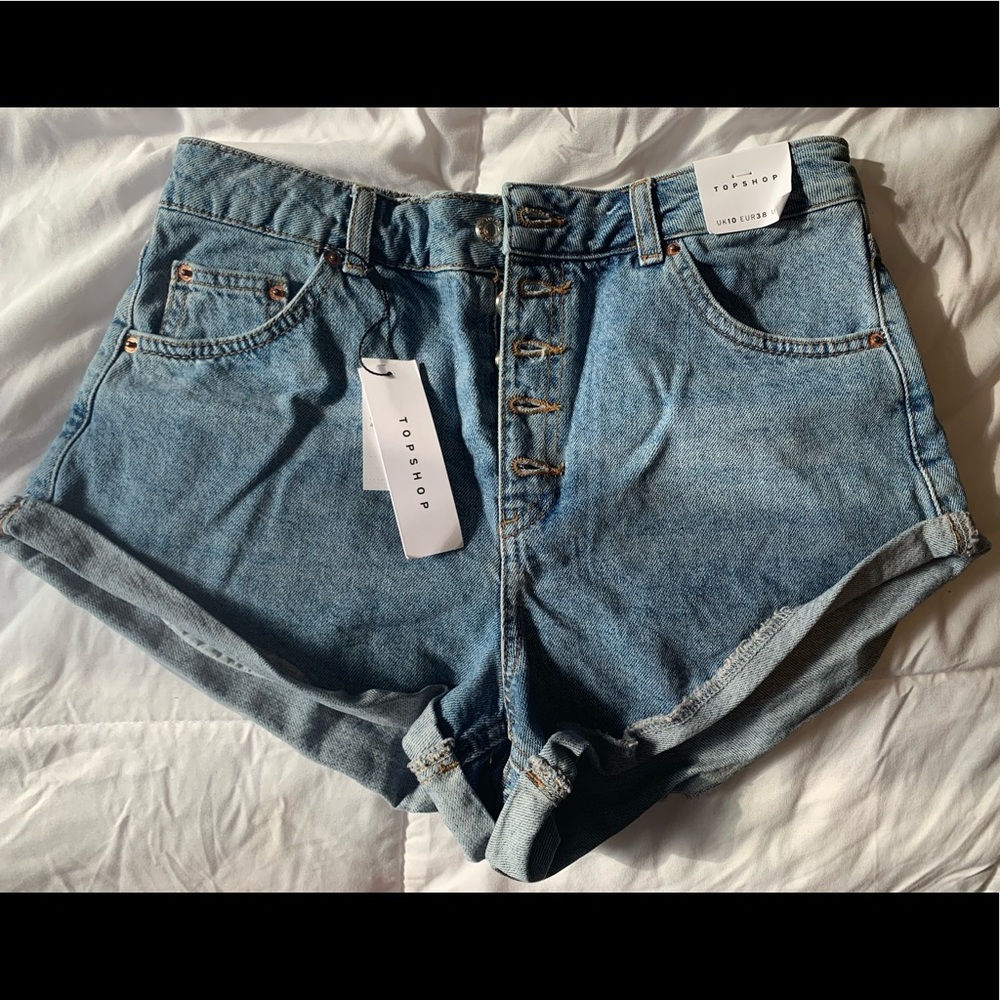 Jean shorts. Top shop button up Jean shorts.